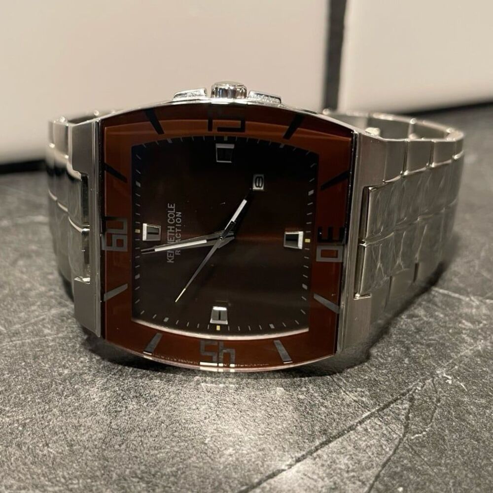 Men's Kenneth Cole Cole Watch Silver with Brown Dial - New Battery
